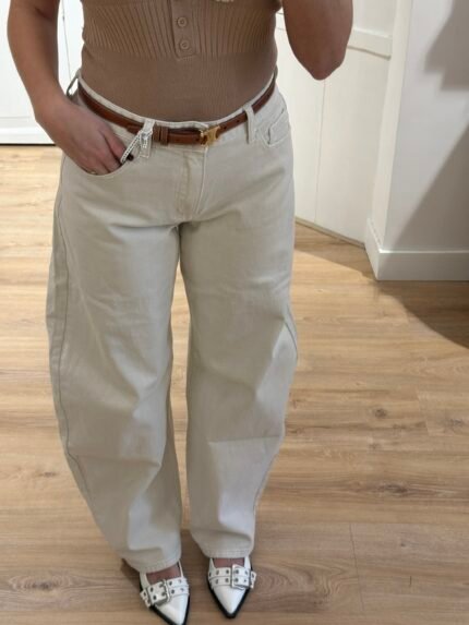 BARREL JEANS - Beige
