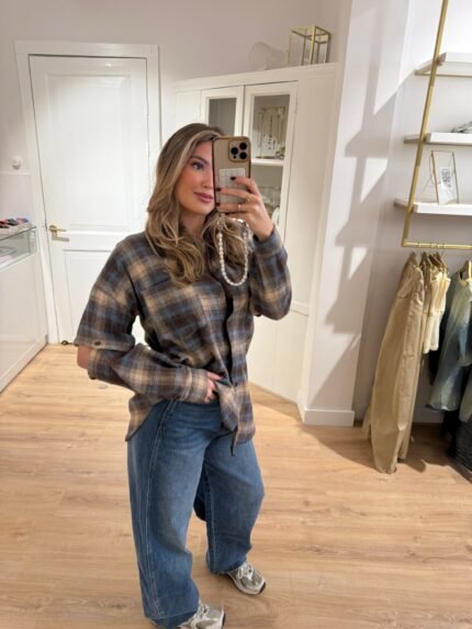 Biba blouse - blauw met beige