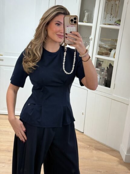 Getailleerd shirt - navy & zwart