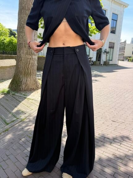 Juul pantalon (lang) - krijtstreep blauw